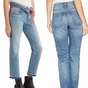 Hudson Jessi Boyfriend High Waist Foldover Jeans Distressed Released Hem Slouchy